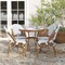 Merrick Lane Celia Bistro Style Table with Glass Top, PE Rattan, 2 Stack Chairs, and Bamboo Finished Metal Frame for Indoor/Outdoor Use